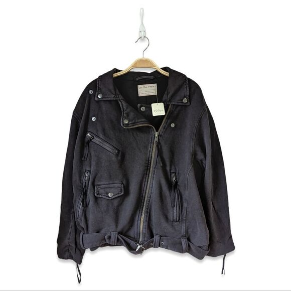 Free People Rebel Knit Moto Jacket | Cozy Biker Street Style Layer Sz S‎ NWT - Picture 4 of 16
